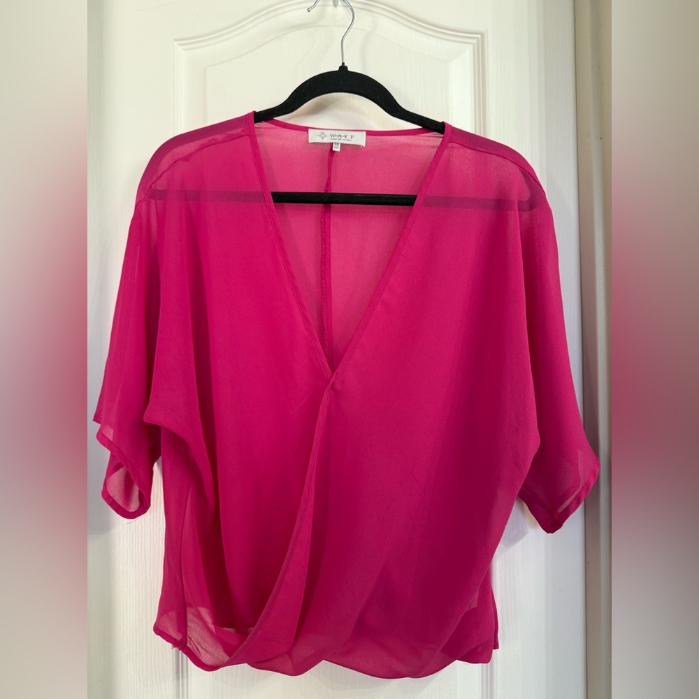 WAYF (Where Are You From?) Pink Sheer V Cut Blouse Size XS